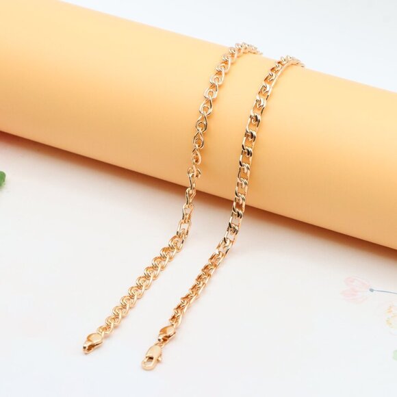 Bold Rose Gold Curb Chain Necklace Polished Statement Piece, XPNL0285 - Picture 11 of 12